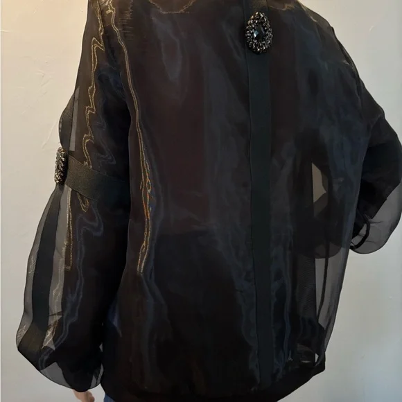 Jane & John by Tricotto Sheer Jacket w Vintage Rhinestones XL - Picture 12 of 14